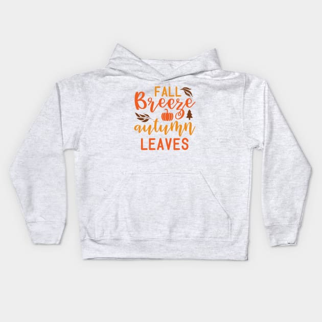 Fall Breeze Autumn Leaves Kids Hoodie by labatchino